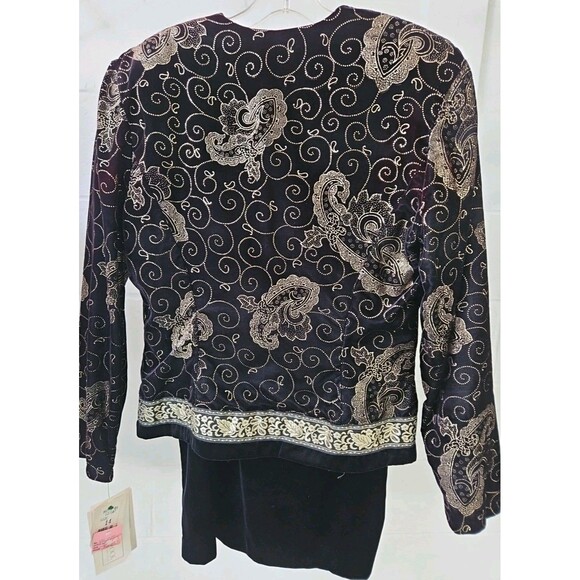 VTG Scott McClintock Velvet Jacket Skirt Set Black Gold Evening New Old Stock - Picture 5 of 16